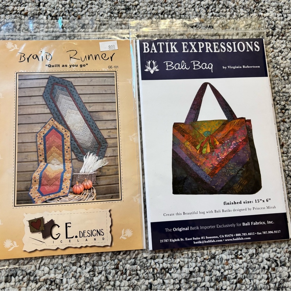 Sewing Patterns Braid Runner and Batik Expressions Bali bag
